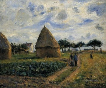 150の主題の芸術作品 Painting - 農民と干し草の山 1878 カミーユ・ピサロの風景